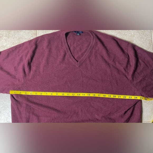 Club Room Burgundy Men’s 100% Cashmere V-Neck Sweater Size XXL - Picture 6 of 7